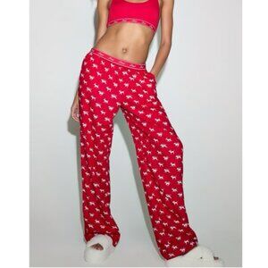 PINK Victoria Secret Wide Leg Elastic Waistband Pajama Pants Dogs Winter XXL NWT